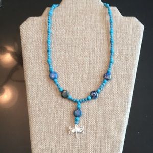 Dragonfly Pendant, Turquoise and Jasper necklace
